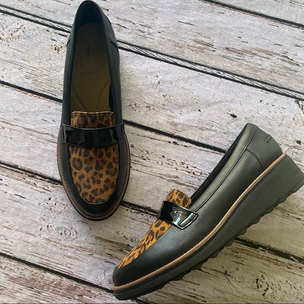 Clarks Sharon Gracie penny leopard loafer